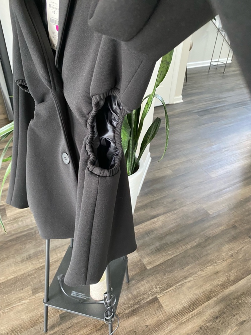 ZARA Black Cut-Out Waist Blazer Jacket - Scuba Crepe Stretch - Picture 5 of 9
